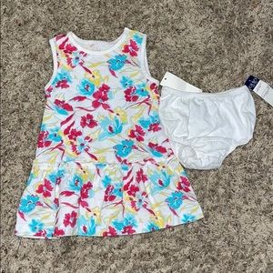 Girls Sun Dress & Bloomers Chaps 18 months White Floral 2 Pc Sleeveless Summer